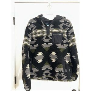 Lucky Brand Hoodie Men's Medium 1/4 Zip Southwestern Sherpa Hoodie Aztec